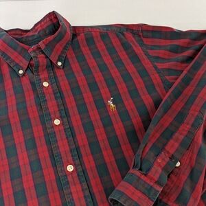 RALPH LAUREN Plaid Dress Shirt COLORED PONY 16 1/2 Button Down Long Sleeve LARGE